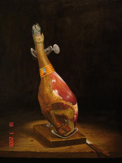 JAMON DE TERUEL Oil Panel Still Life Paintings