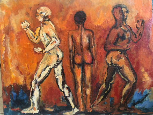 The Struggle Never Ends Oil Canvas Nude Paintings