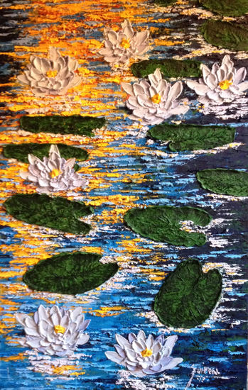 nenúfares Oil Textile Floral Painting