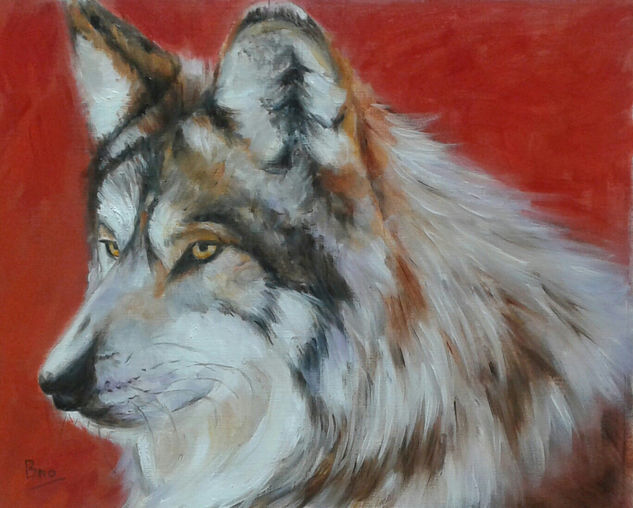 El lobo Oil Paper Animals