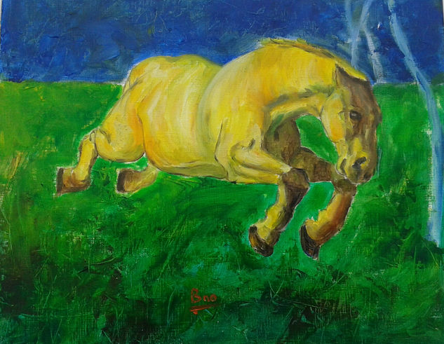 El caballo amarillo Óleo Lienzo Animales