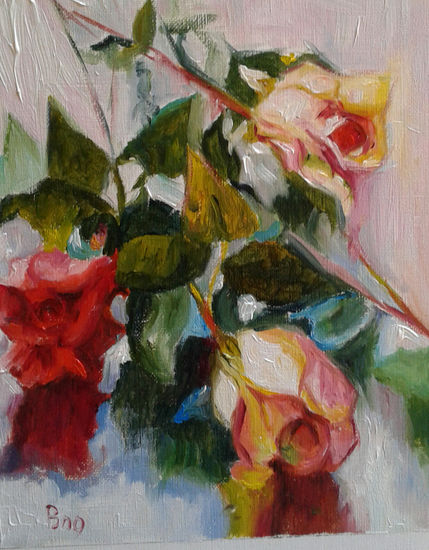 Rosas Oil Paper Floral Painting