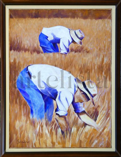 Dos segadores Oil Canvas Portrait