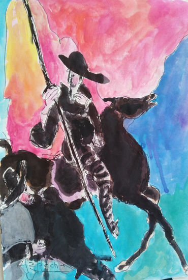 "Quijote" Acuarela Papel Figura