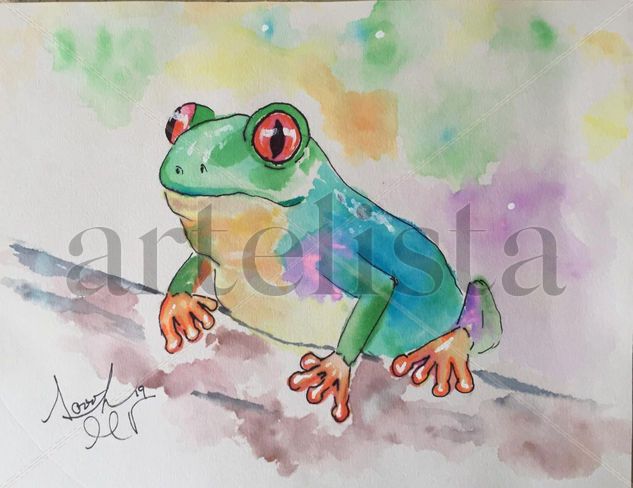 rana / sapo colorido Watercolour Card Animals