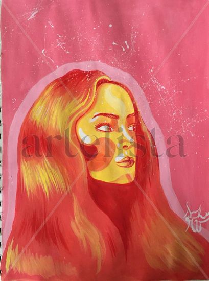 chica de tonos calidos Acrylic Card Portrait