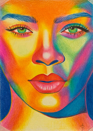 Rihanna Colourful Pencil (coloured) Paper Portrait