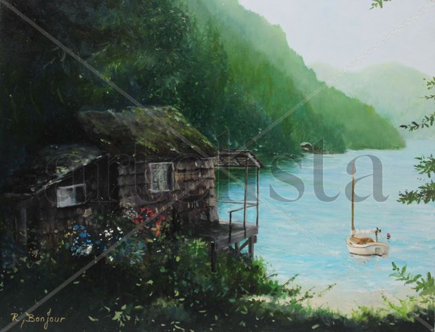 Hidden cove Oil Panel Marine Painting