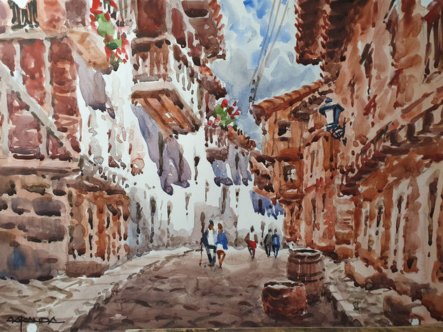 CALLE DE LA ALBERCA Watercolour Card Landscaping