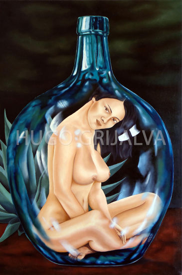 Damajuana Oil Textile Nude Paintings