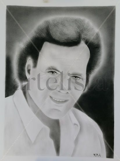 Julio iglesias Óleo Papel Retrato