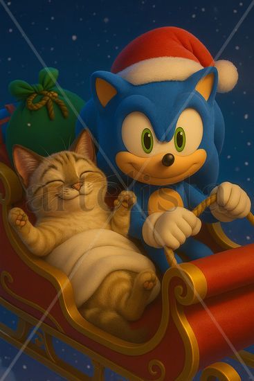 GATITOS EN NAVIDAD " LITTY ACOMPAÑA A SU AMIGO EN EL TRINEO DE SANTA CLAUS 