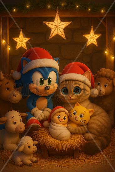 GATITOS EN NAVIDAD "KITTY EN EL PESEBRE NAVIDEÑO CON SU AMIGO" 