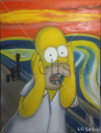 Los Simpson (Homer Simpson) (40 x 30 cm) Óleo Lienzo Figura