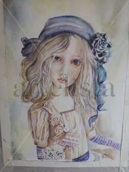 Muñequita adornada 3 Watercolour Paper Figure Painting