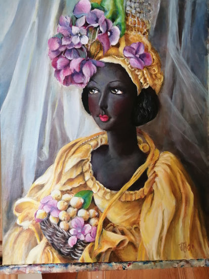 Muñequita antigua de color Acrylic Canvas Figure Painting