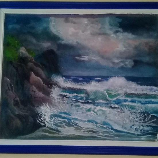 Noche de mar Acrylic Canvas Marine Painting