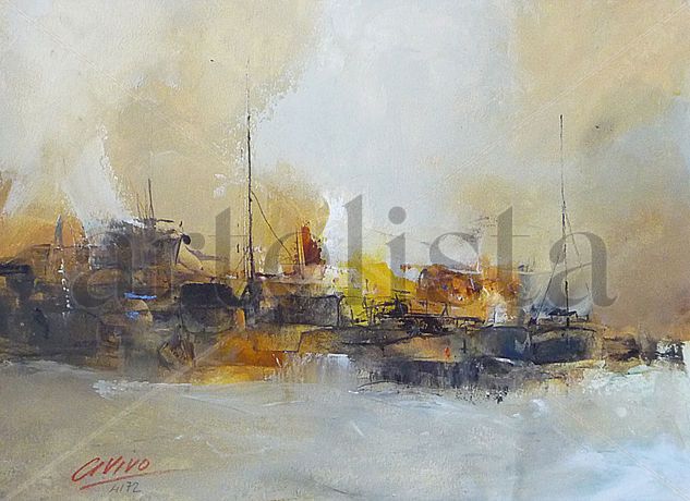 4172 Amordazados Oil Panel Marine Painting