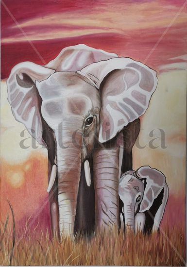 Atardecer Africano Oil Canvas Animals