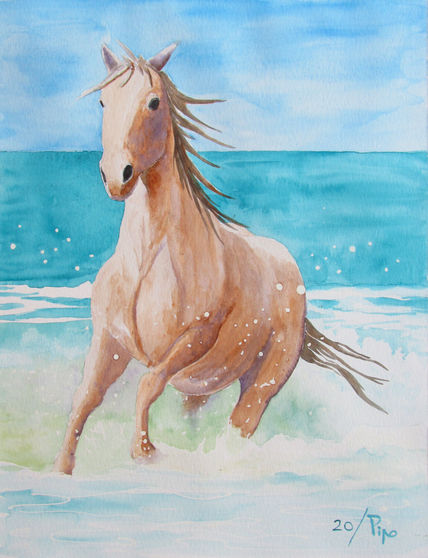 Caballo en la orilla