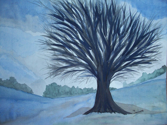 Arbol magallánico, en Punta Arenas Watercolour Card Landscaping