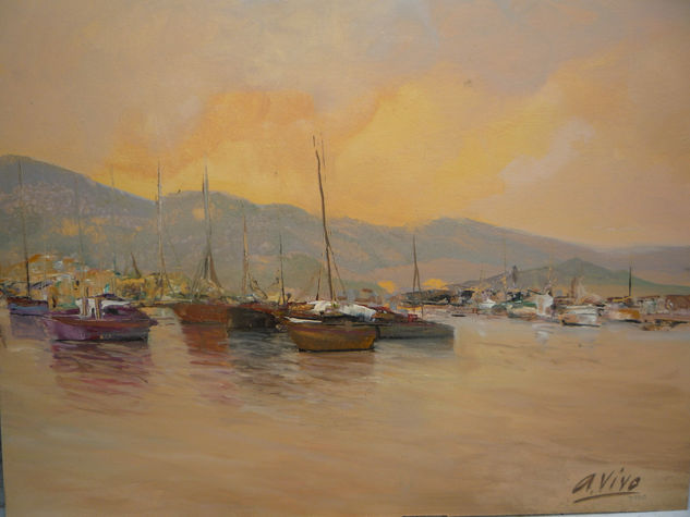 3930 Bordeando la desembocadura Oil Panel Marine Painting