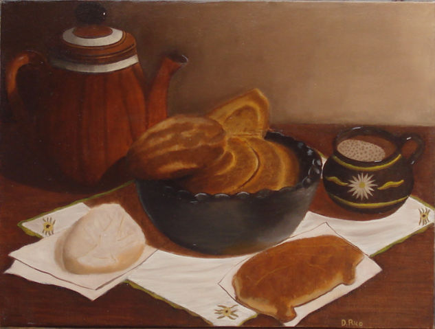 Chocolate y pan Oil Canvas Still Life Paintings