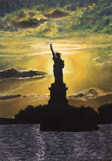 Miss Liberty Oil Canvas Figure Painting