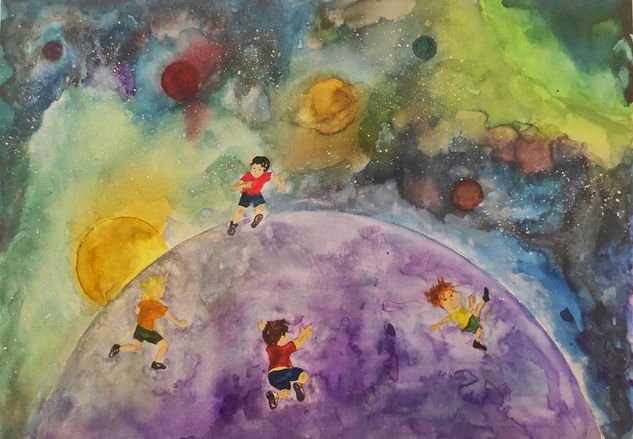 Playing in the Moonlight Watercolour Paper Landscaping