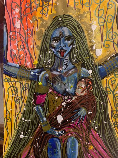 Diosa Kali  en alerta Mixed Media