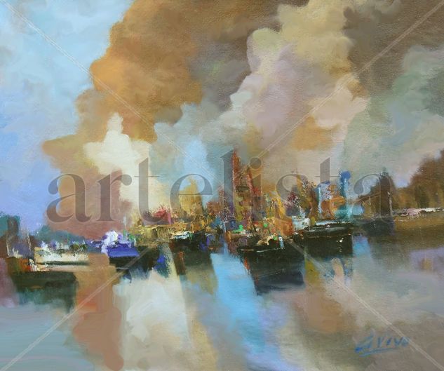 4802 Cleveland Oil Canvas Marine Painting