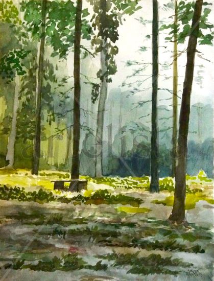 Mediodía en el bosque Watercolour Paper Landscaping