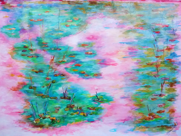 Estanque Rosa Acrylic Paper Landscaping