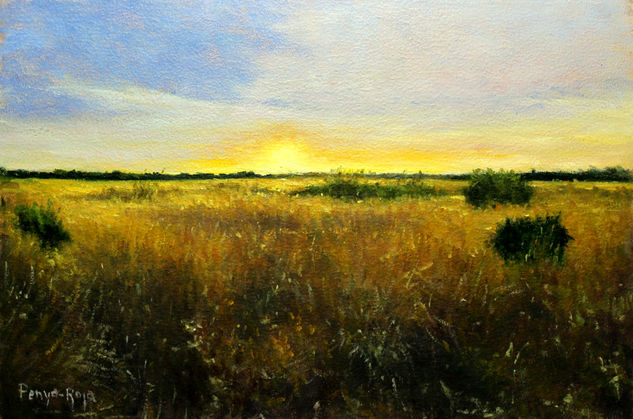 Paisaje mediterráneo,amanecer Oil Panel Landscaping