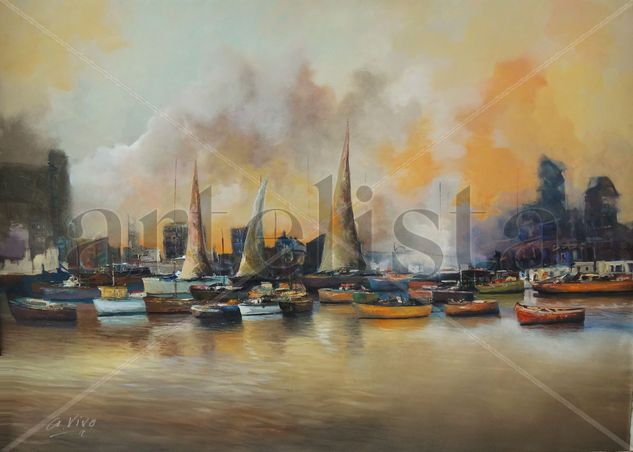 4333 Humo blanco Oil Canvas Marine Painting