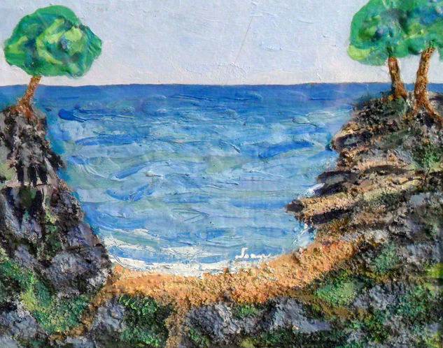 19 Mediterranea 1999 Mixed media Card Marine Painting