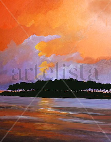 2953 Atardecer en la isla de Gorriti Oil Canvas Marine Painting