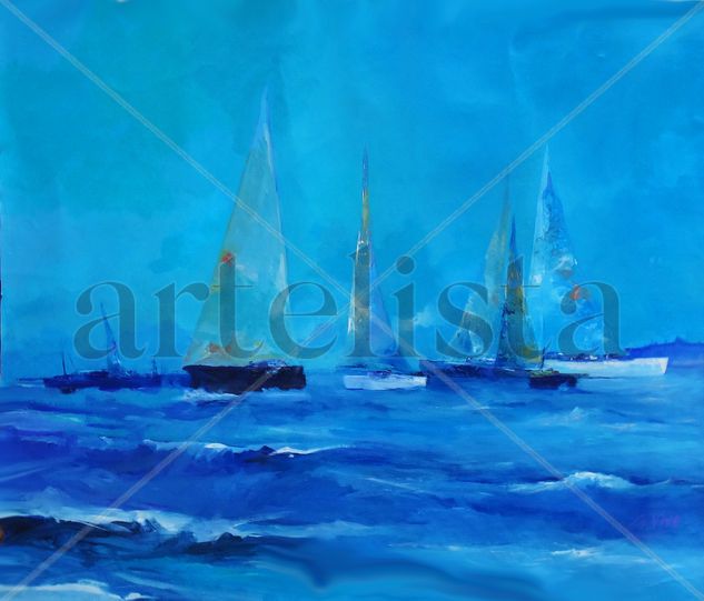 4670 Sailing confussion Oil Canvas Marine Painting