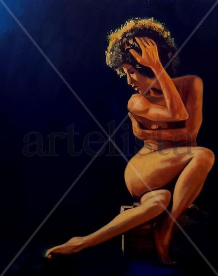 Abrazando la noche Oil Canvas Nude Paintings