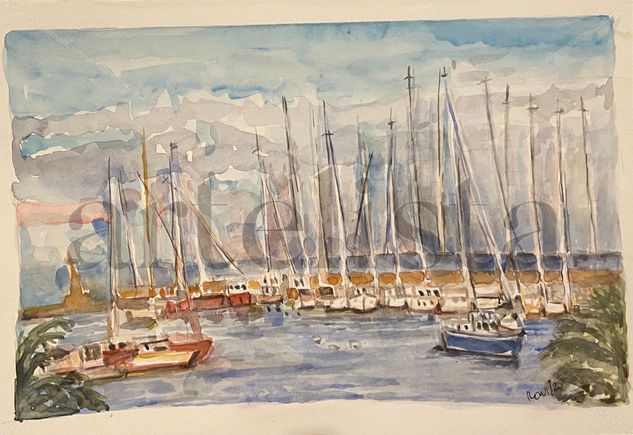 Puertita del Buceo Montevideo Watercolour Card Marine Painting