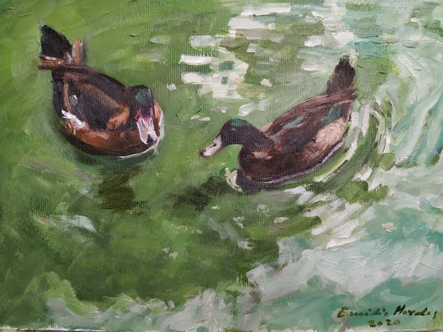 Patos en el Parque de María Luísa Oil Paper Animals