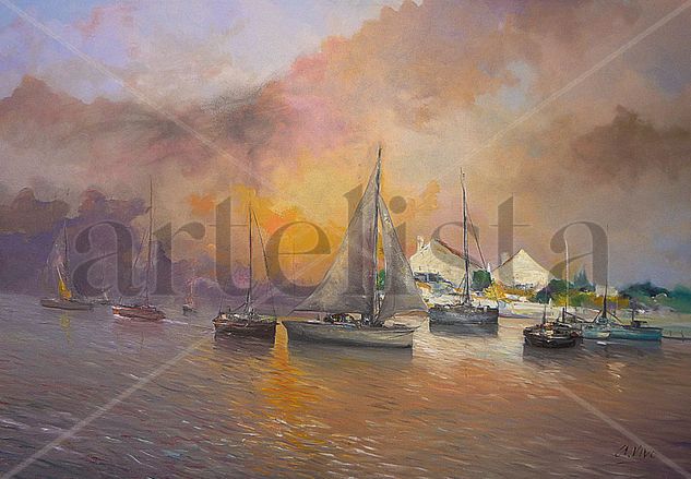 3250 Ultimos reflejos Oil Canvas Marine Painting