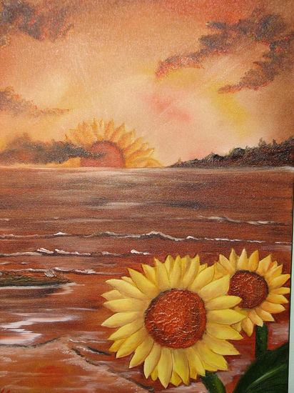 floreado atardecer Oil Canvas Landscaping