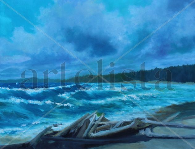 Drifting wood and waves