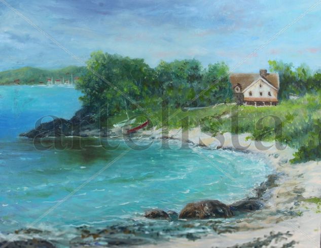 Sandy bay Oil Panel Marine Painting