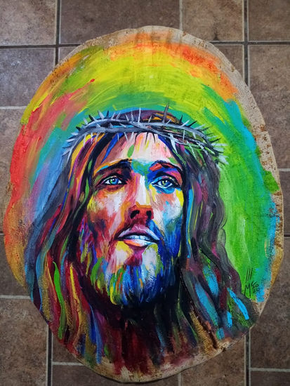 Cristo Jesus, rodaja artistica pintura hondureña Acrylic Panel Portrait