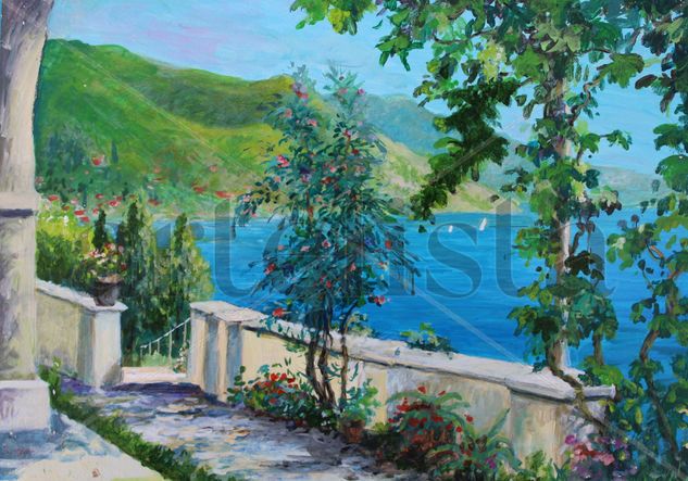 Mediterranean vista Acrylic Panel Marine Painting