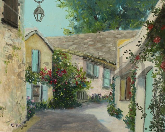 Oppede le vieux, village of Provence Oil Panel Landscaping