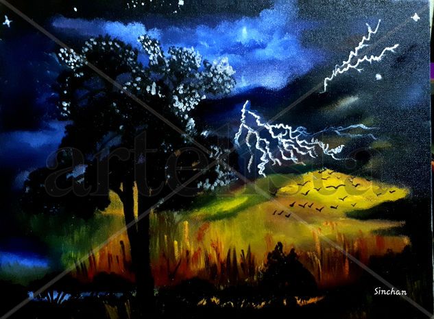 Destruction Oil Canvas Landscaping