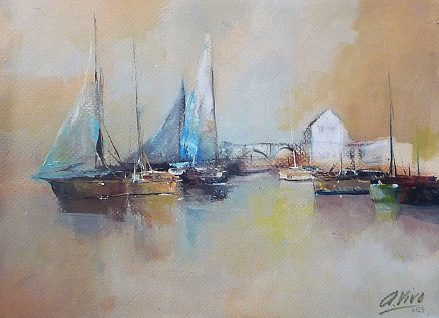 4123 Blue sails and old bridge